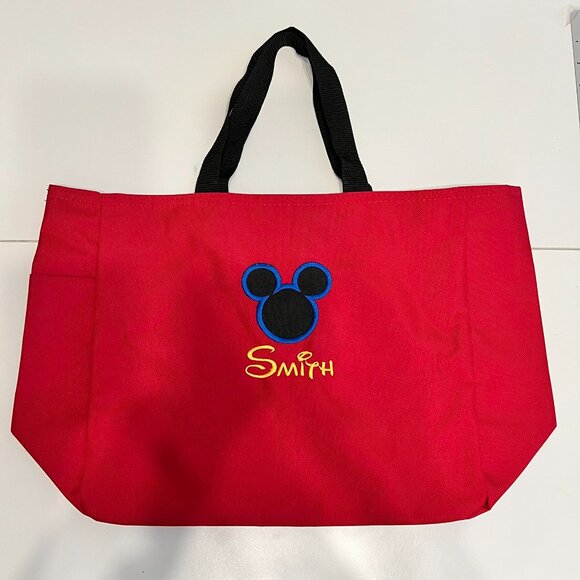 Disney Mickey Mouse Red Canvas ”Smith”‎ Embroidered Tote Bag - VERY CUTE! - Picture 12 of 12
